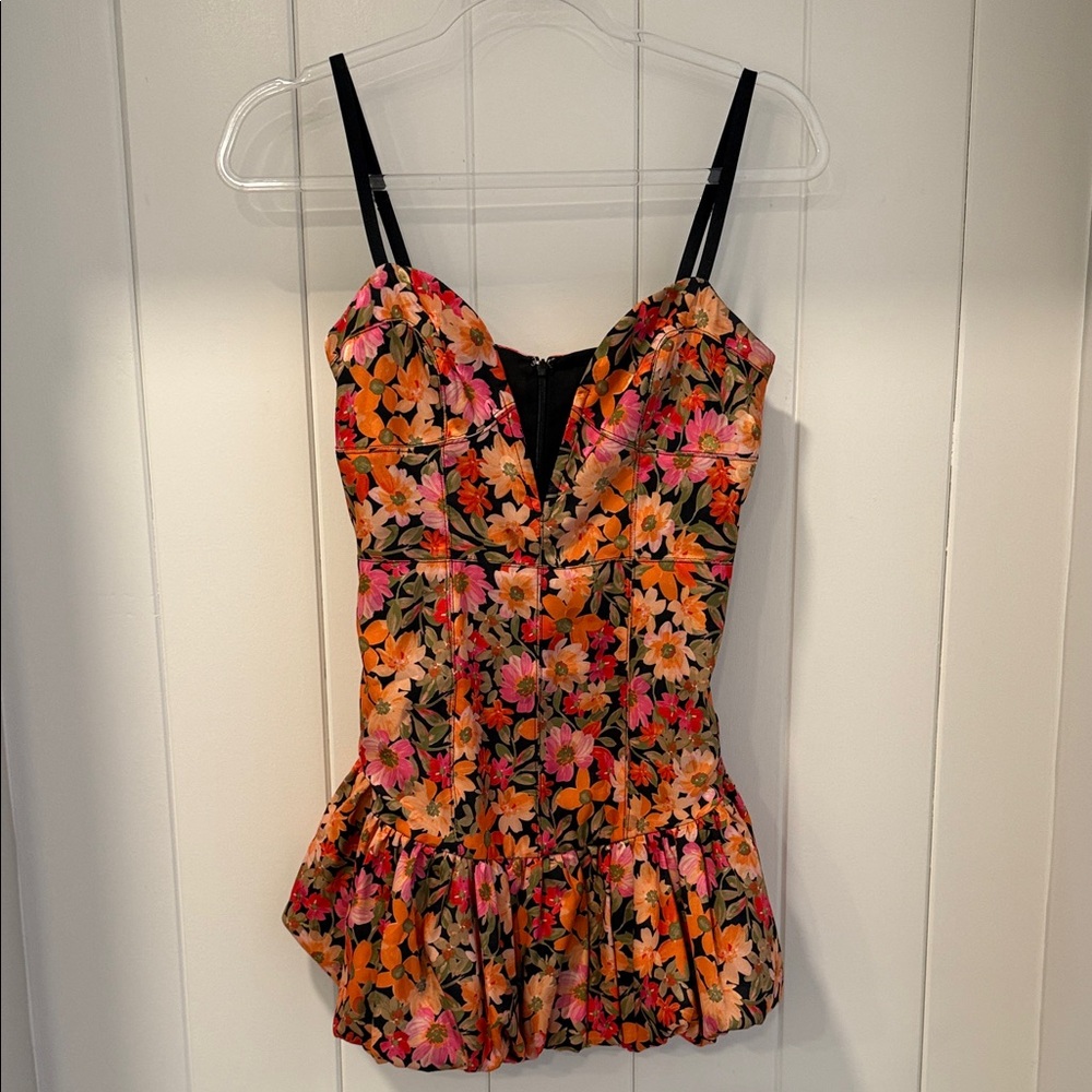 For Love And Lemons Black and Orange Floral dress
